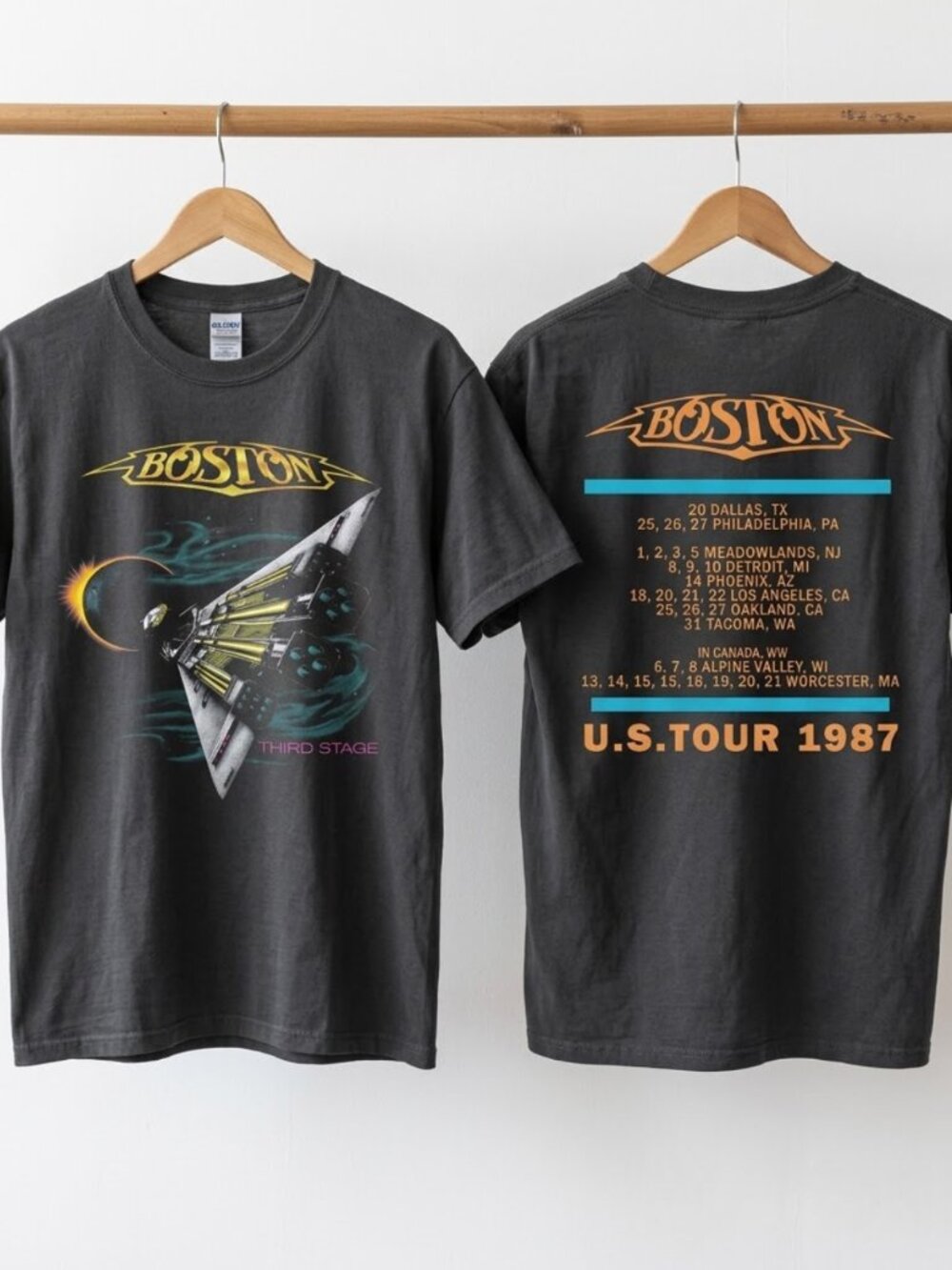 Boston U.S. Tour 1987 Double Sided Vintage Style Classic Rock T-Shirt Reprint